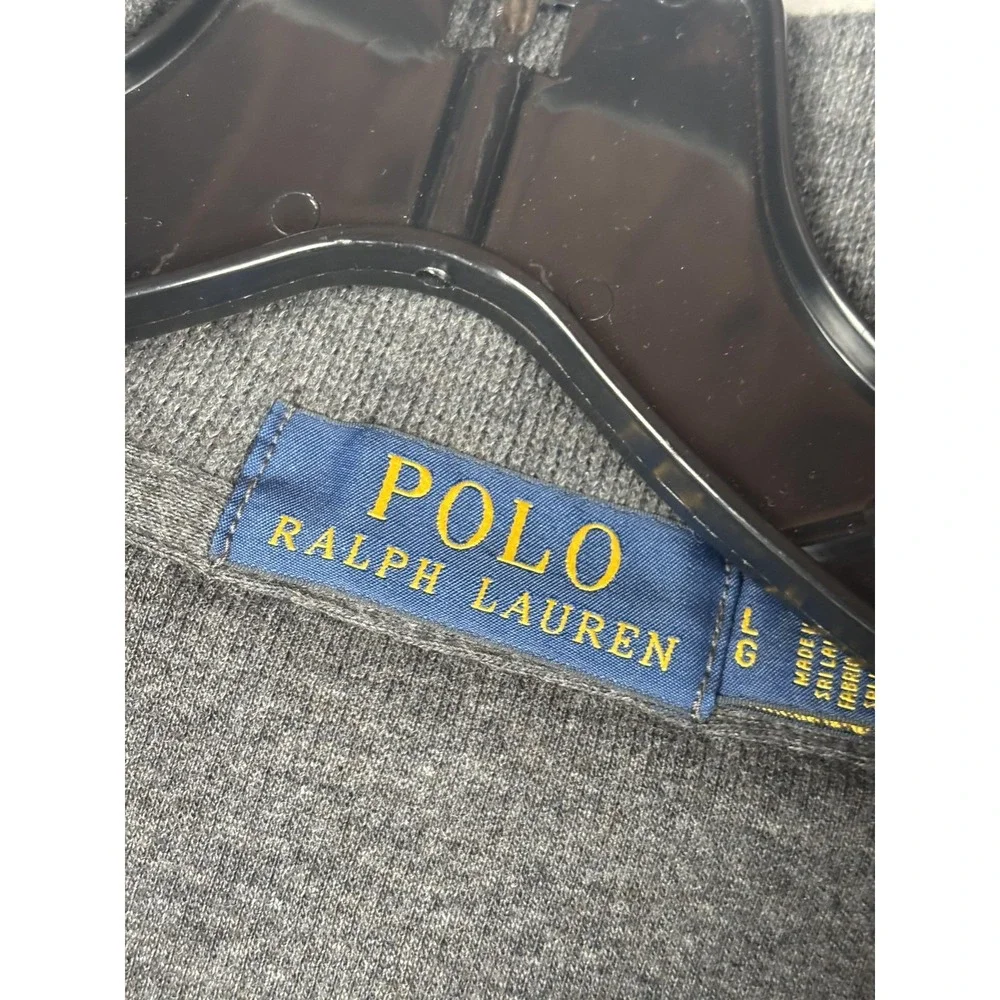 Polo Ralph Lauren Sweater Mens Large Gray Cotton 1/4 Zip Mock Neck Knit Pullover